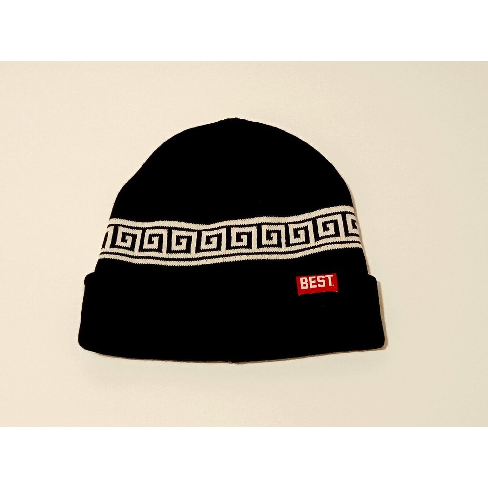 Breezy Excursion Black and White Pattern Beanie Best NWOT Unisex - Picture 2 of 9